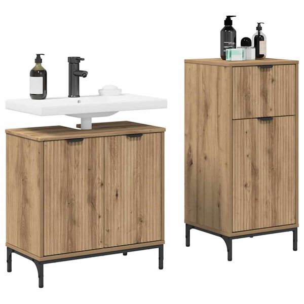 vidaXL Juego de muebles de ba&ntilde;o con caj&oacute;n 2 pcs Roble artesanal