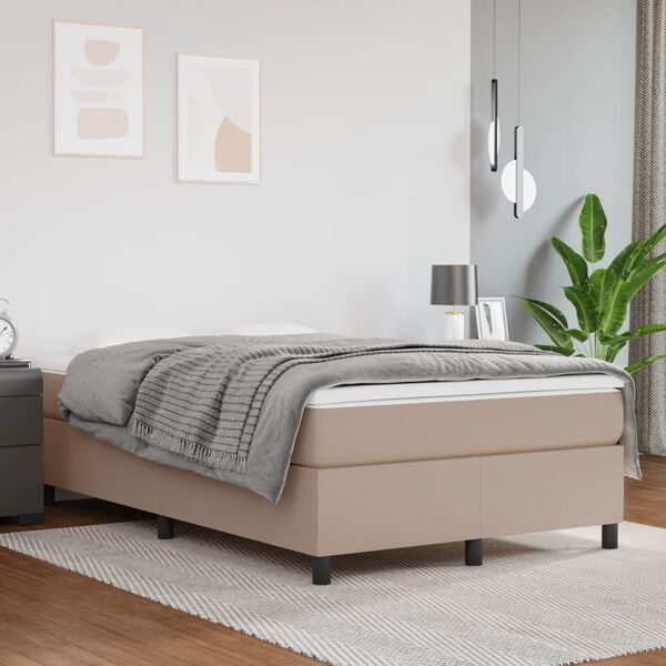 vidaXL Cama box spring con colch&oacute;n cuero sint&eacute;tico capuchino 120x190cm