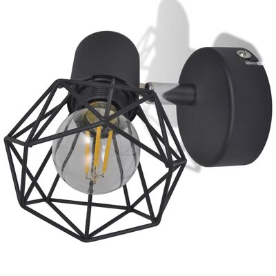 vidaXL Apliques bombilla filamento LED estilo industrial 2 uds negro