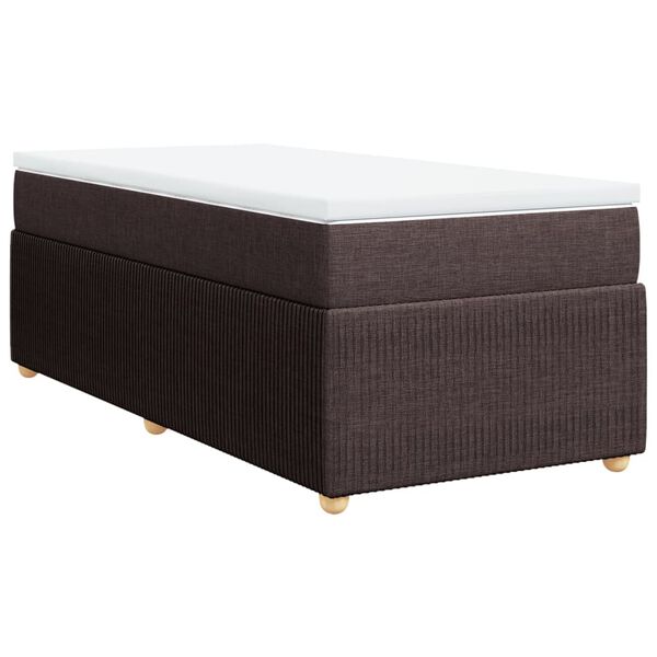 vidaXL Cama box spring con colch&oacute;n tela marr&oacute;n oscuro 90x190 cm