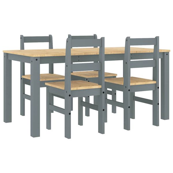 vidaXL Juego de comedor PANAMA 5 pzas madera maciza de pino gris