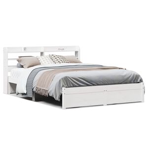 vidaXL Estructura de cama con cabecero sin colch&oacute;n blanco 140x190 cm
