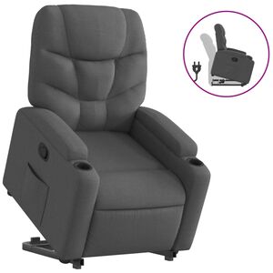 vidaXL Sill&oacute;n reclinable elevable de tela gris oscuro