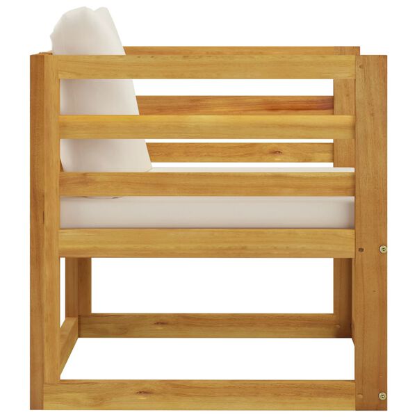 vidaXL Silla de jardín y cojines color crema madera maciza de acacia
