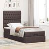 vidaXL Cama otomana con colch&oacute;n marr&oacute;n oscuro 90x200 cm tela