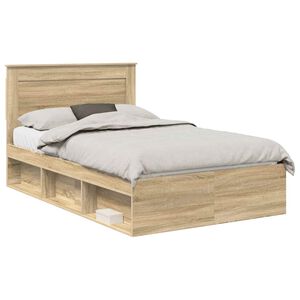 vidaXL Estructura de cama con cabecera Roble Sonoma 135 x 190 cm