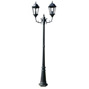 vidaXL Farola de jardín 2 brazos 230 cm verde oscuro/negro aluminio