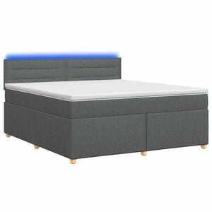 vidaXL Cama box spring con colch&oacute;n Gris oscuro 160 x 200 cm Tela