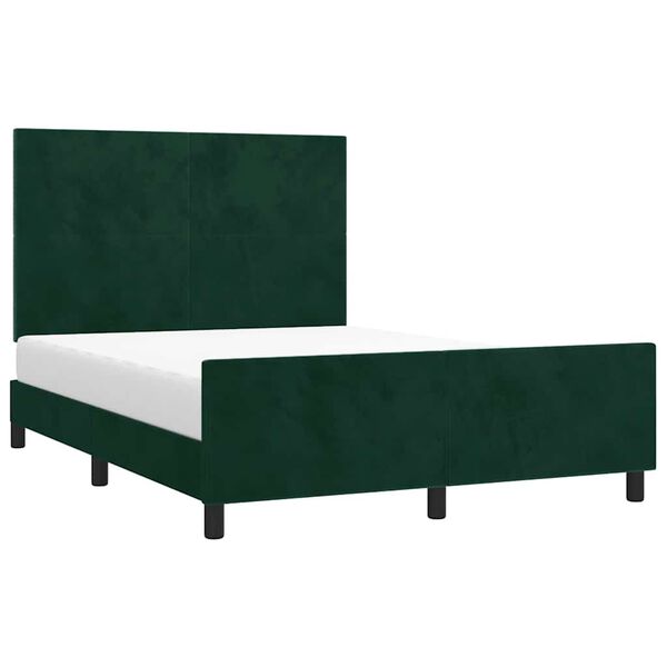 vidaXL Estructura cama sin colch&oacute;n terciopelo verde oscuro 140x200 cm