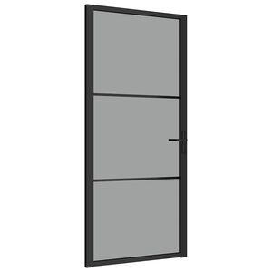 vidaXL Puerta interior vidrio ESG y aluminio negro 93x201,5 cm