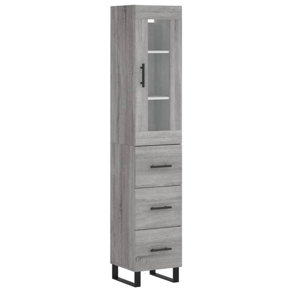 vidaXL Aparador alto madera contrachapada gris Sonoma 34,5x34x180 cm