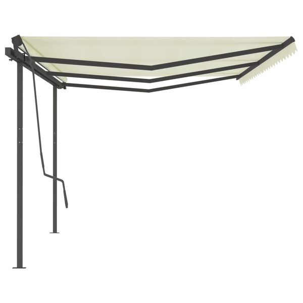 vidaXL Toldo retr&aacute;ctil autom&aacute;tico con postes crema 6x3,5 m