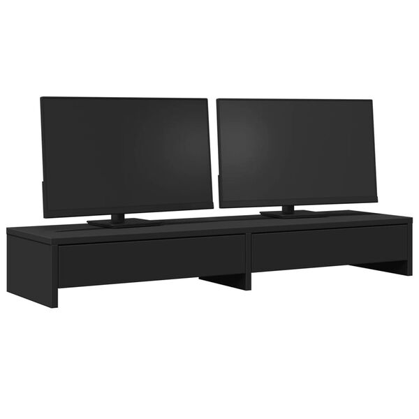 vidaXL Soporte monitor y cajones madera ingeniería negro 100x27x15 cm