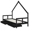 vidaXL Estructura de cama ni&ntilde;os con cajones madera pino negro 80x200cm