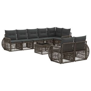 vidaXL Conjunto de sof&aacute;s de jard&iacute;n 9 uds. Gris y Gris Oscuro