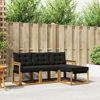 vidaXL Conjunto de sof&aacute;s de exterior con coj&iacute;n 4 pcs Natural y negro
