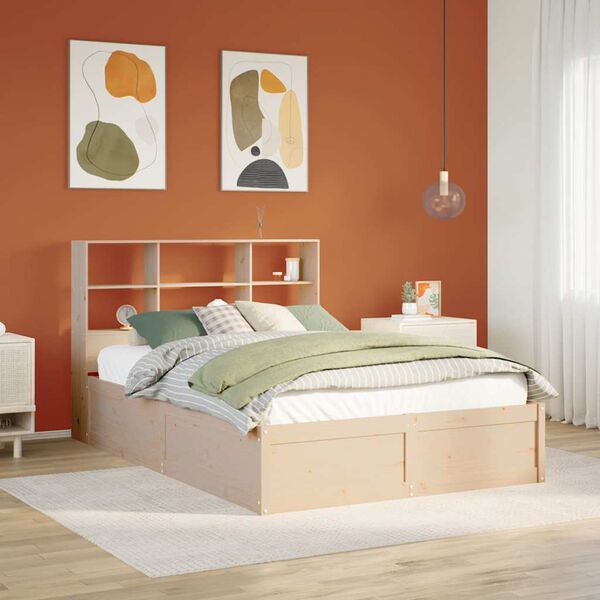 vidaXL Estructura de cama sin colch&oacute;n madera maciza de pino 160x200 cm