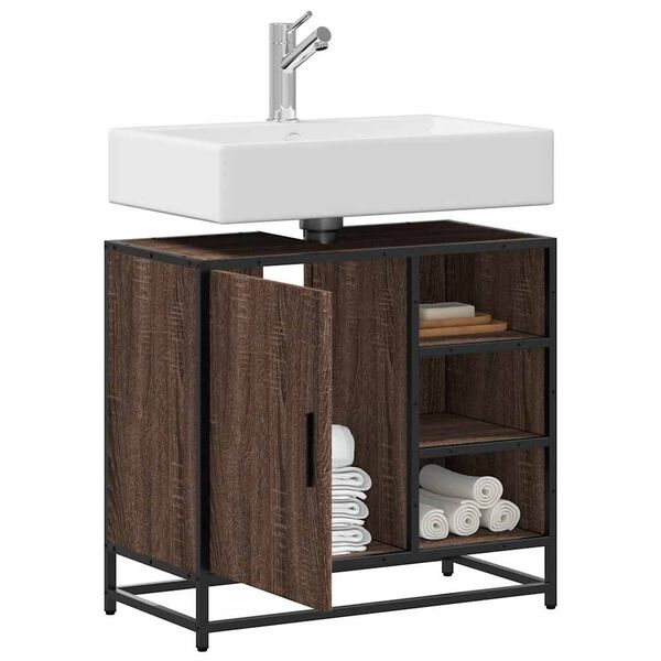 vidaXL Mueble de lavabo madera de ingenier&iacute;a roble marr&oacute;n 65x33x60 cm
