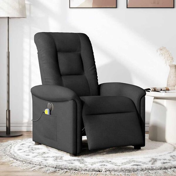 vidaXL Sillón reclinable de masaje eléctrico tela negro