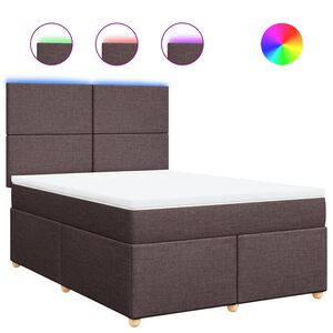 vidaXL Cama box spring con colch&oacute;n tela marr&oacute;n oscuro 140x190 cm