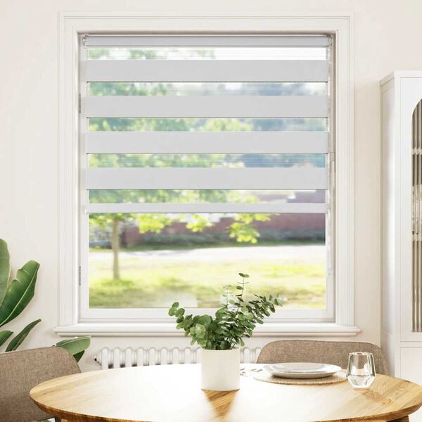 vidaXL Estor cebra blanco 115x150 cm tejido ancho 110,9 cm poli&eacute;ster