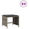 vidaXL Taburetes de jard&iacute;n con cojines 4 uds rat&aacute;n PE gris 40x40x35 cm