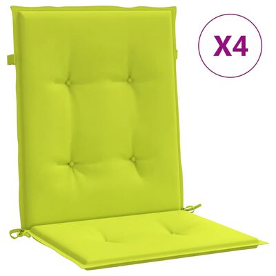 vidaXL Cojín silla jardín respaldo bajo 4 uds tela Oxford verde claro