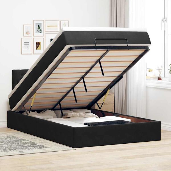 vidaXL Cama otomana con colchón 120x190 cm terciopelo negro