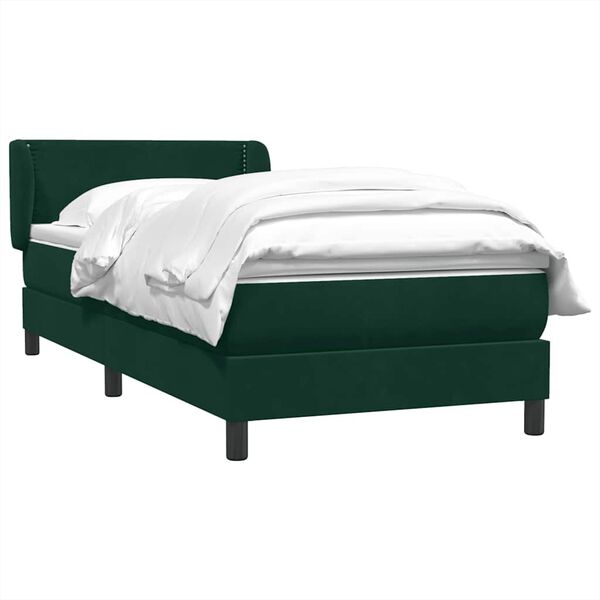 vidaXL Cama box spring con colch&oacute;n terciopelo verde oscuro 80x220 cm