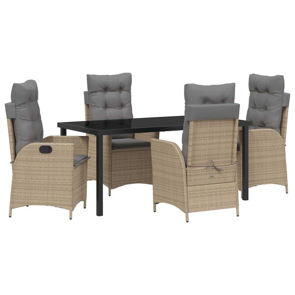 vidaXL Conjunto de Comedor de Jard&iacute;n 5 pcs Beige rat&aacute;n sint&eacute;tico