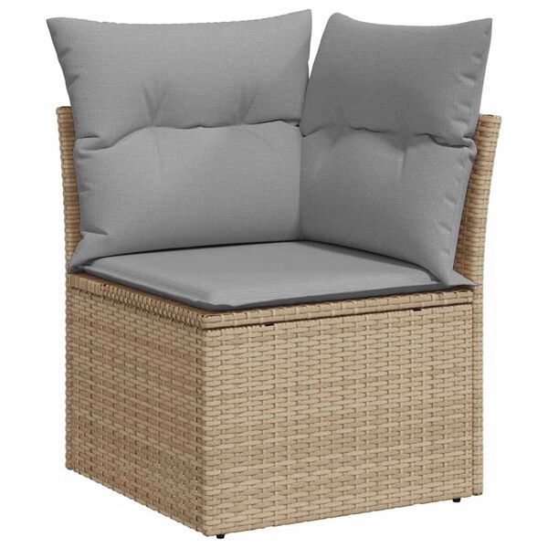 vidaXL Conjunto de sof&aacute;s de jard&iacute;n 8 pcs Beige rat&aacute;n sint&eacute;tico