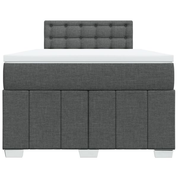 vidaXL Cama box spring con colch&oacute;n tela gris oscuro 120x190 cm