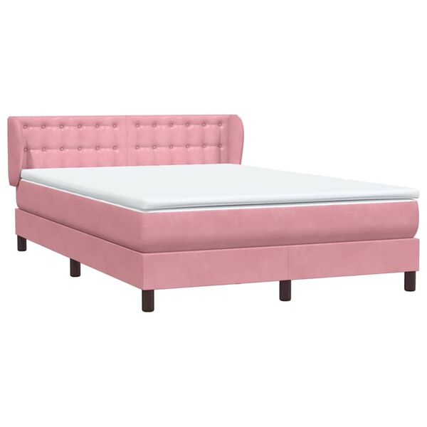 vidaXL Cama box spring con colch&oacute;n terciopelo rosa 140x220 cm