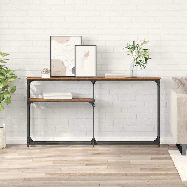 vidaXL MesaConsola Madera vieja 145x22.5x75cm Madera contrachapada