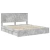 vidaXL Cama con almacenamiento con cabecera Gris Concreto 180 x 200 cm