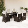 vidaXL Set comedor de jard&iacute;n 7 pzas con cojines rat&aacute;n sint&eacute;tico marr&oacute;n