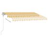 vidaXL Toldo autom&aacute;tico LED sensor de viento amarillo blanco 300x250cm