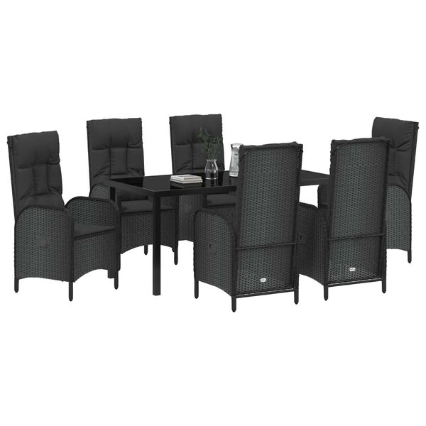 vidaXL Conjunto de Comedor de Jard&iacute;n 7 pcs Negro rat&aacute;n sint&eacute;tico
