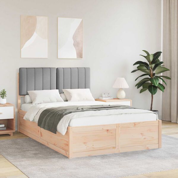 vidaXL Estructura de Cama con Cabecera Tapizada Gris Claro