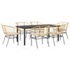vidaXL Juego de comedor de jard&iacute;n 7 pzas con cojines rat&aacute;n PE marr&oacute;n