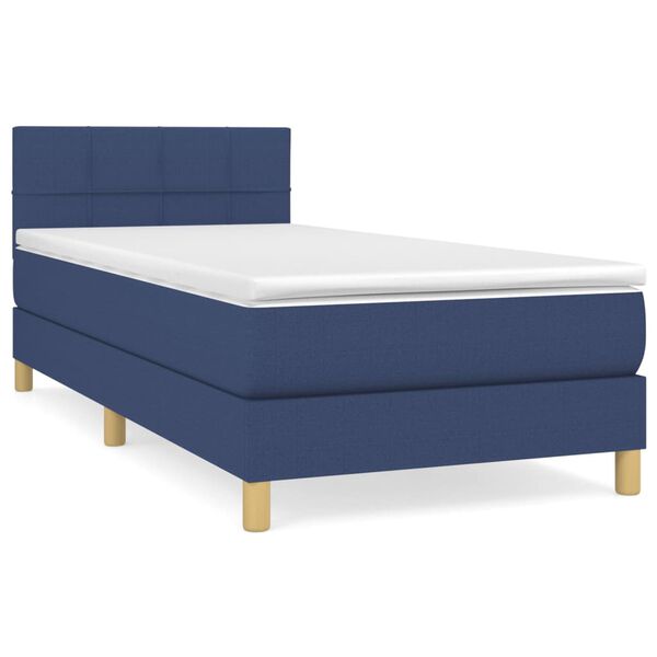 vidaXL Cama box spring con colch&oacute;n tela azul 100x200 cm