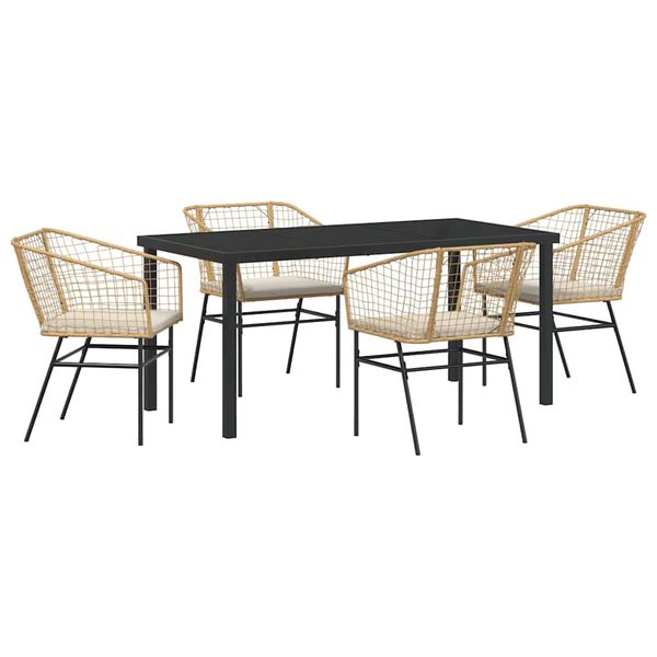 vidaXL Conjunto de Comedor de Jard&iacute;n 5 pcs Marr&oacute;n rat&aacute;n sint&eacute;tico