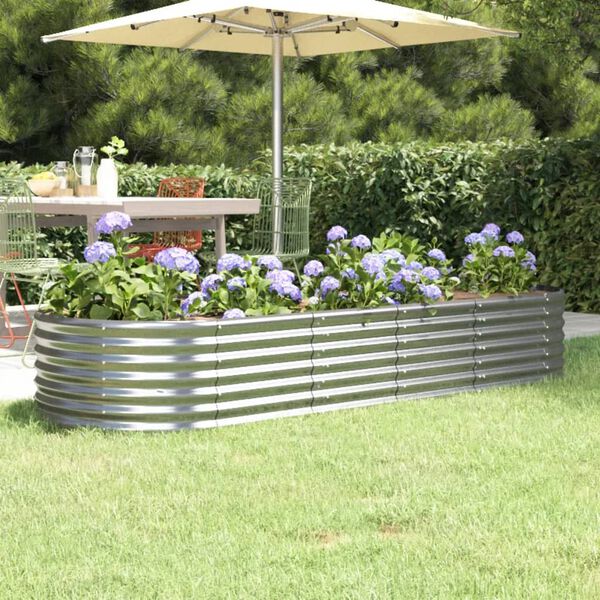 vidaXL Jardinera arriate acero galvanizado plata 224x80x36 cm
