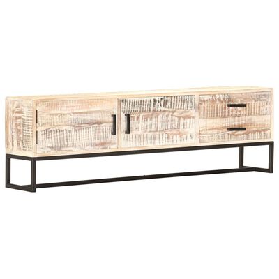 vidaXL Mueble para TV de madera maciza de acacia blanco 140x30x45 cm