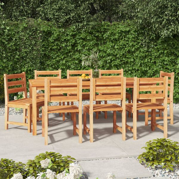 vidaXL Juego de comedor para jard&iacute;n 9 piezas madera maciza de teca