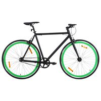 vidaXL Bicicleta de piñón fijo negro y verde 700c 51 cm
