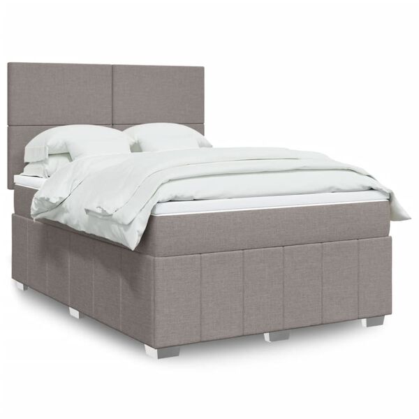 vidaXL Cama box spring con colch&oacute;n tela gris taupe 160x200 cm