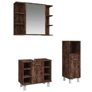 vidaXL Set de muebles ba&ntilde;o 3 pzas madera contrachapada roble ahumado
