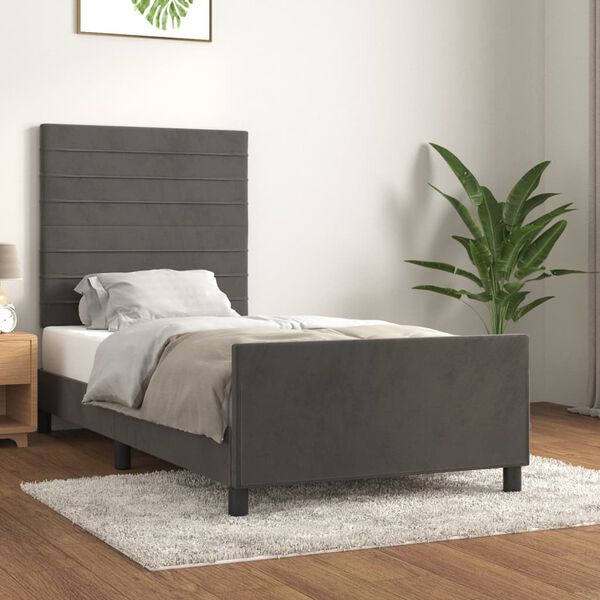 vidaXL Estructura de cama sin colch&oacute;n terciopelo gris oscuro 80x200 cm