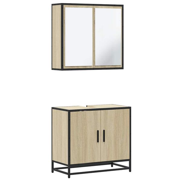 vidaXL Set de muebles de baño 2 pzas madera contrachapada roble Sonoma